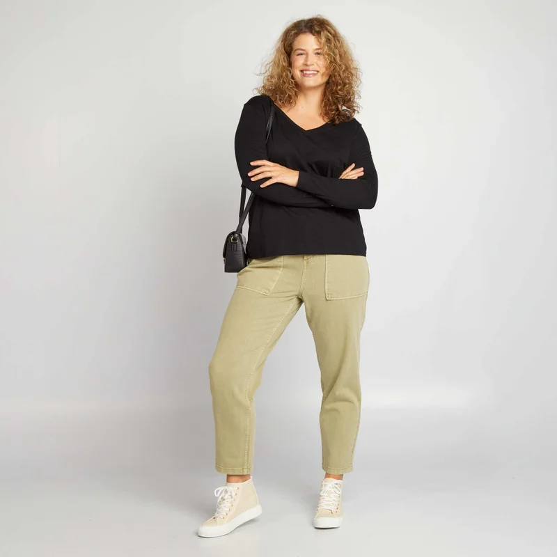 Kiabi Plain Long-Sleeved T-Shirt Black