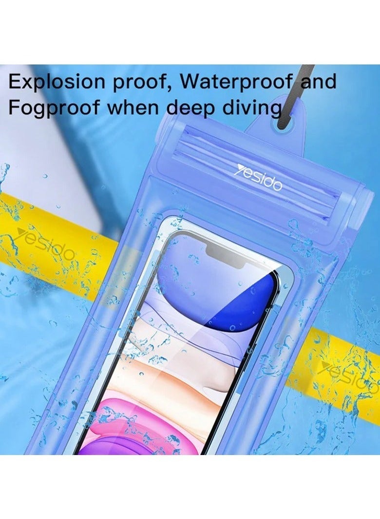 Yesido Premium IPX8 20M Waterproof Phone Bag Cover – Full Protection Pouch for Swimming, Boating, Fishing, Travel, and Outdoor Activities – Transparent, Universal Fit for iPhone, Samsung, and More - Image 3