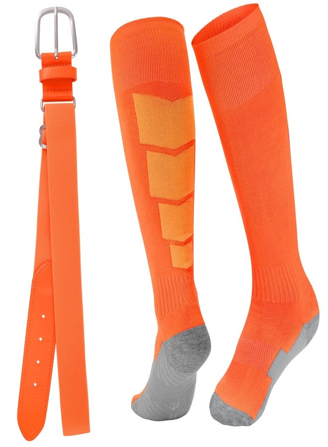 Dxhycc Youth Baseball Socks and Belt Combo Set Adjustable Softball Baseball Socks and Belt for Boys Girls, Orange - Image 4