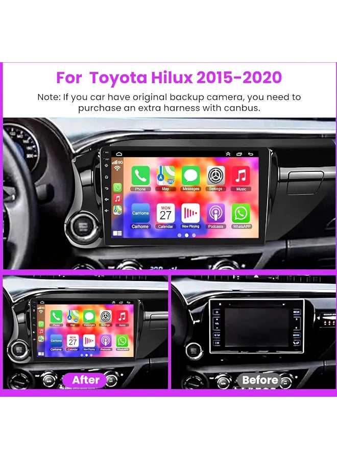 Vierex Fit Toyota Hilux Android Car Stereo Hilux 2015-2020 With Apple Carplay Android Auto Wireless AHD Camera Included Fast Interface Bluetooth WiFi DSP FM&AM (8+128GB Carplay 8CORE) - Image 2