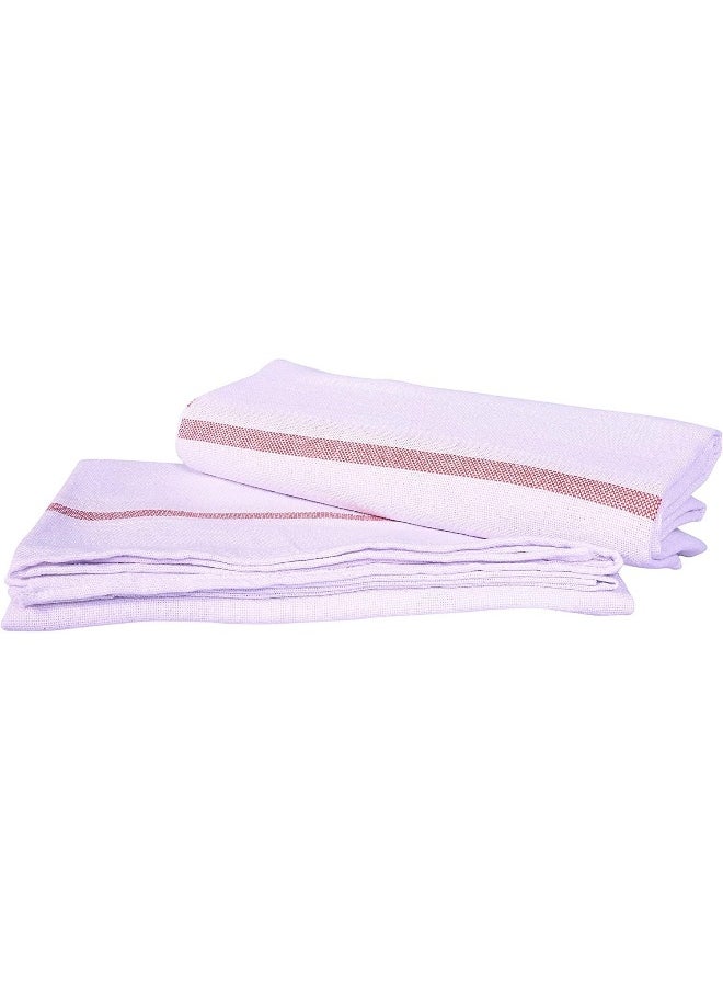 SAQOWARE Alsaqer Cotton Kerala Bath Towel (THORTHU) Large Size 100 GSM, Single Pc (30" X 60"), White-2 Pc  - Image 5