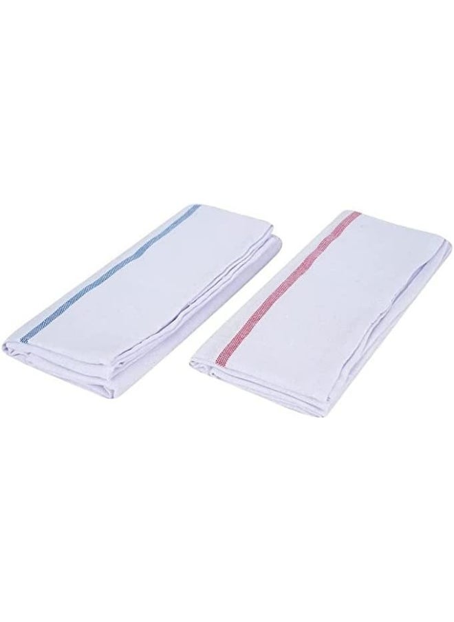 SAQOWARE Alsaqer Cotton Kerala Bath Towel (THORTHU) Large Size 100 GSM, Single Pc (30" X 60"), White-2 Pc  - Image 2