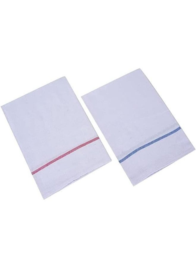 SAQOWARE Alsaqer Cotton Kerala Bath Towel (THORTHU) Large Size 100 GSM, Single Pc (30" X 60"), White-2 Pc  - Image 3