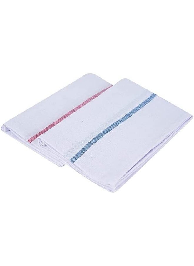 SAQOWARE Alsaqer Cotton Kerala Bath Towel (THORTHU) Large Size 100 GSM, Single Pc (30" X 60"), White-2 Pc  - Image 4