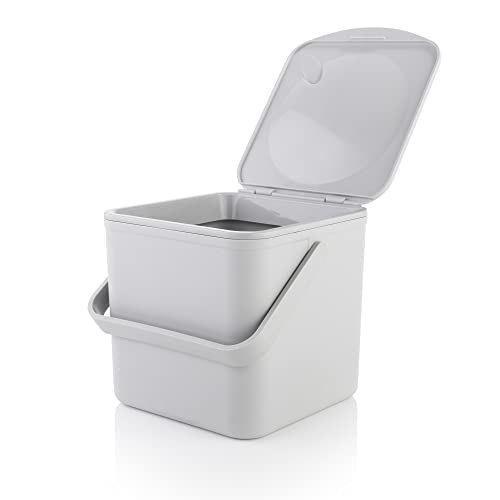 minky حاوية سماد مطبخ مينكي هومكير - سلة نفايات الطعام على السطح مع داخلية سهلة التنظيف - مصنوعة في المملكة المتحدة - 3.5 لتر (0.9 جالون) (رمادي فاتح) - Image 3
