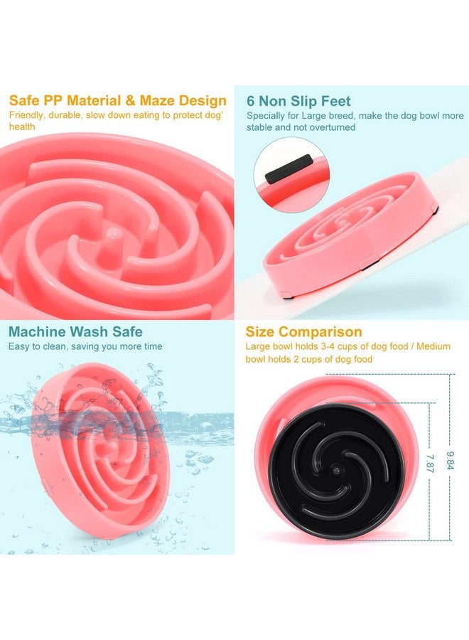 WHIPPY Slow Feeder Large Dog Bowls for Large Medium Dog Non Slip Maze Puzzle Bowl Pet Slower Food Feeding Dishes Interactive Bloat Stop Dog Bowl Preventing Choking Healthy Dog Bowl, Pink - Image 5