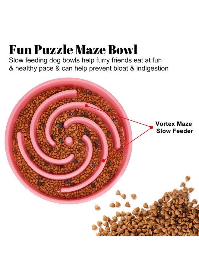 WHIPPY Slow Feeder Large Dog Bowls for Large Medium Dog Non Slip Maze Puzzle Bowl Pet Slower Food Feeding Dishes Interactive Bloat Stop Dog Bowl Preventing Choking Healthy Dog Bowl, Pink - Image 2