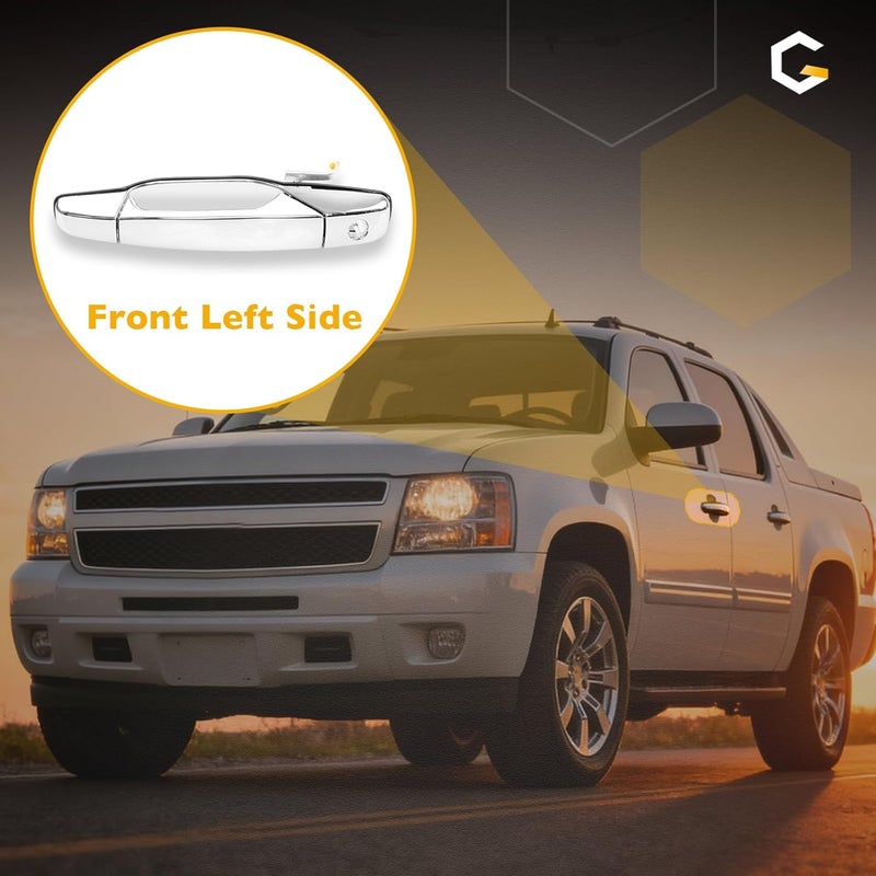 Gledewen Exterior Chrome Door Handle Front Left Driver Side | Replacement for 2007-2013 Chevy Silverado Suburban Tahoe Avalanche GMC Sierra Yukon Cadillac Escalade | Replaces# 20828258, 22738721, 25960525 - Image 5