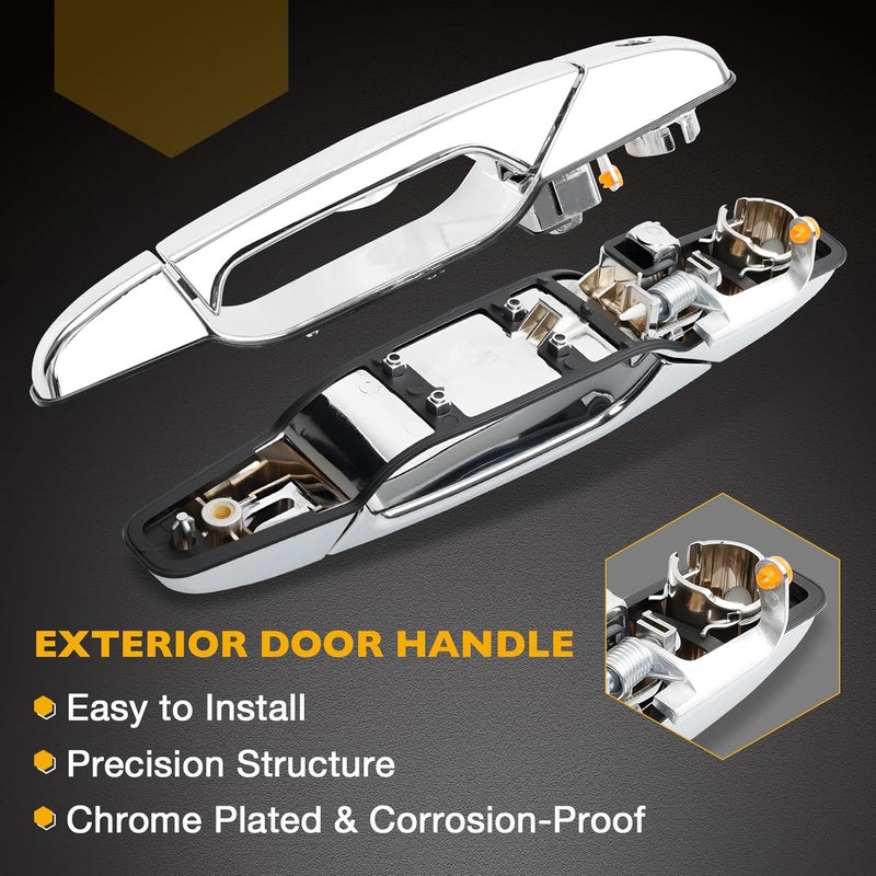 Gledewen Exterior Chrome Door Handle Front Left Driver Side | Replacement for 2007-2013 Chevy Silverado Suburban Tahoe Avalanche GMC Sierra Yukon Cadillac Escalade | Replaces# 20828258, 22738721, 25960525 - Image 2