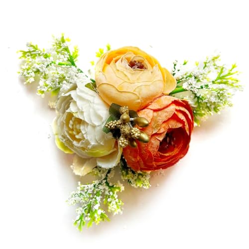 Adikala Craft Store Handmade Peony Flower Bunch for Trousseau Gift Packaging | Decorative Flower Brooch for Hampers, Gifting & DIY Crafts | Ready-to-Use Artificial Flowers Bunch (Peach, 6PC) - Image 4