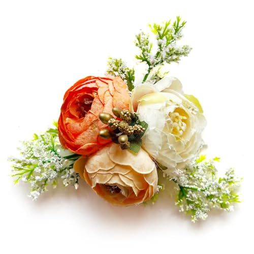 Adikala Craft Store Handmade Peony Flower Bunch for Trousseau Gift Packaging | Decorative Flower Brooch for Hampers, Gifting & DIY Crafts | Ready-to-Use Artificial Flowers Bunch (Peach, 6PC) - Image 5