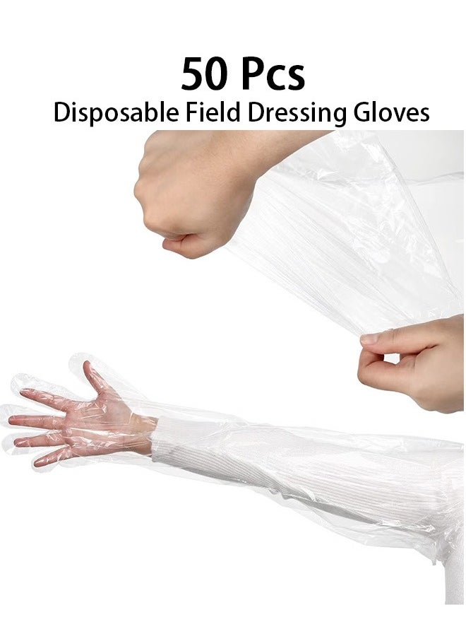 GMORO 50-Pack Disposable Field Dressing Gloves,Veterinary Gut Long Arm Gloves for Deer Gardening Painting,Complete Set  - Image 1