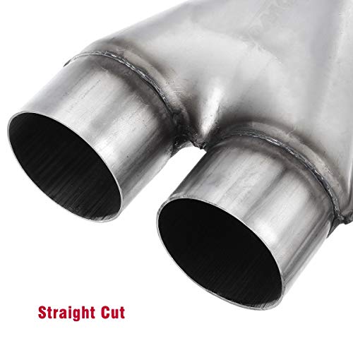 Upower Exhaust Y pipe 3" Inlet 2.5" Outlet Weld-on Dual Exhaust Pipe 10" Long Stainless Steel Tip - Image 5