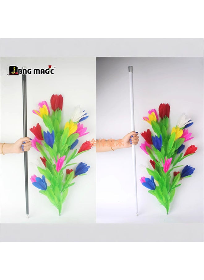 Steel Shrink Stick Shrink Stick Change Flower Stick Change Feather Flower Flash Color Flower Magic Props Telescopic Stick Stage Performance-Color:1 Feather Flower (stick Purchased Separately)