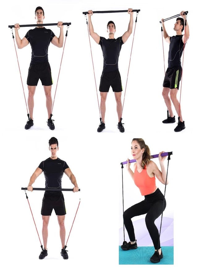 SYGNIUS Pilates Bar Kit with Resistance Band Portable Exercise Stick with Foot Loop for Yoga, Stretch, Sculpt, Twisting, Sit-Up Bar Resistance Band Home Fitness Gym Bodybuilding Workout - Image 3