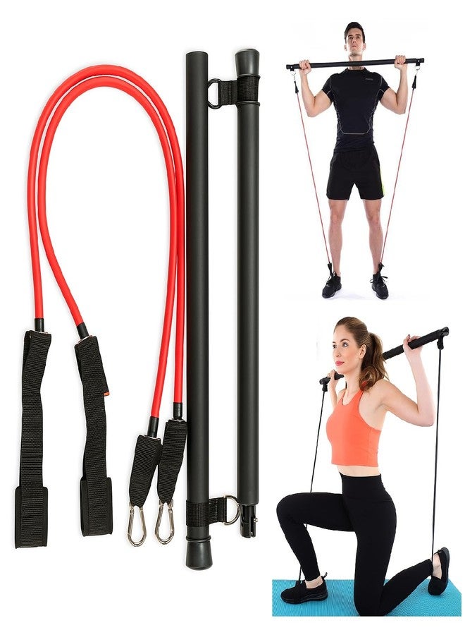 SYGNIUS Pilates Bar Kit with Resistance Band Portable Exercise Stick with Foot Loop for Yoga, Stretch, Sculpt, Twisting, Sit-Up Bar Resistance Band Home Fitness Gym Bodybuilding Workout - Image 1