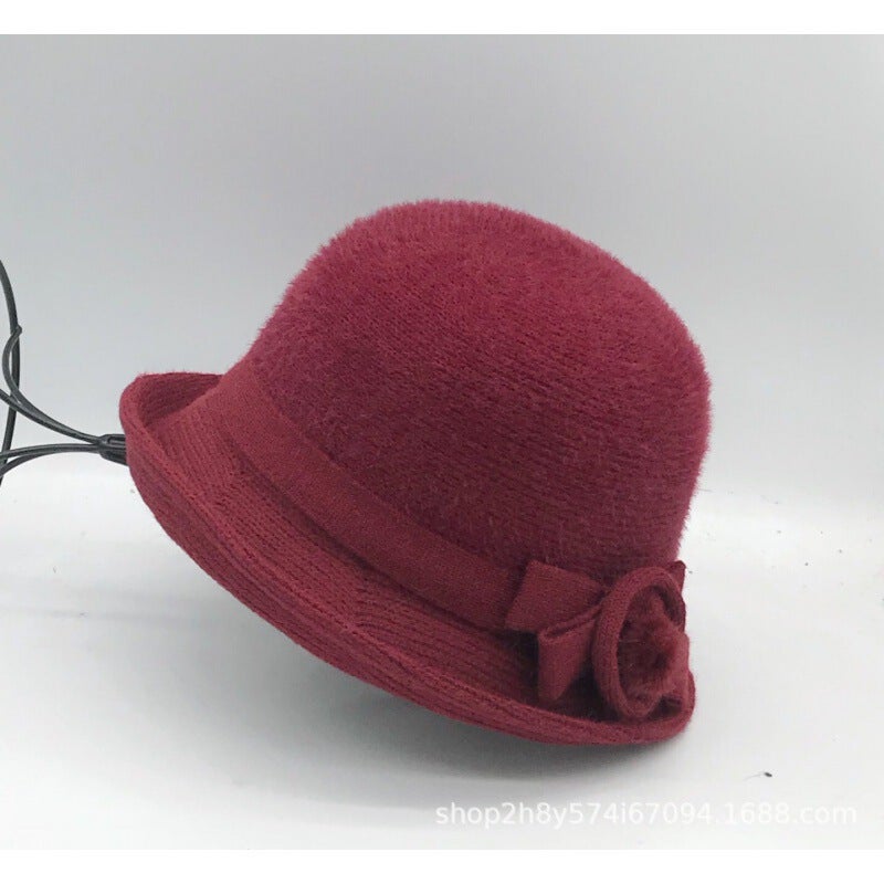 Cloche Hat New Autumn Winter  Knit Rolled Brim Decorative Elegant Mom Warm Hat 17 - Image 3
