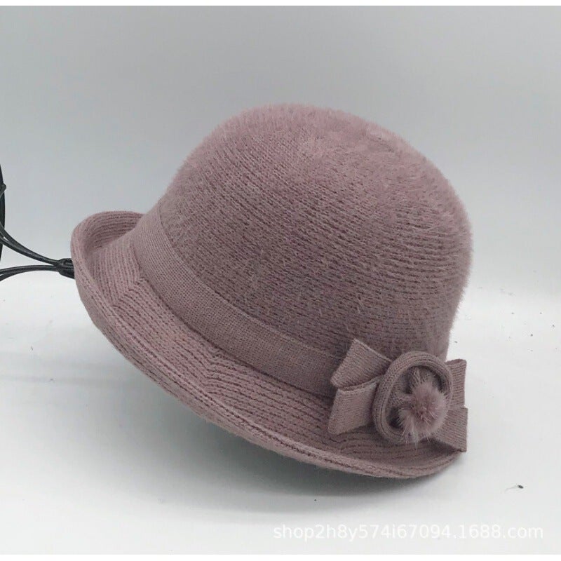 Cloche Hat New Autumn Winter  Knit Rolled Brim Decorative Elegant Mom Warm Hat 17 - Image 4