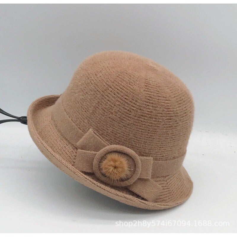 Cloche Hat New Autumn Winter  Knit Rolled Brim Decorative Elegant Mom Warm Hat 17 - Image 1
