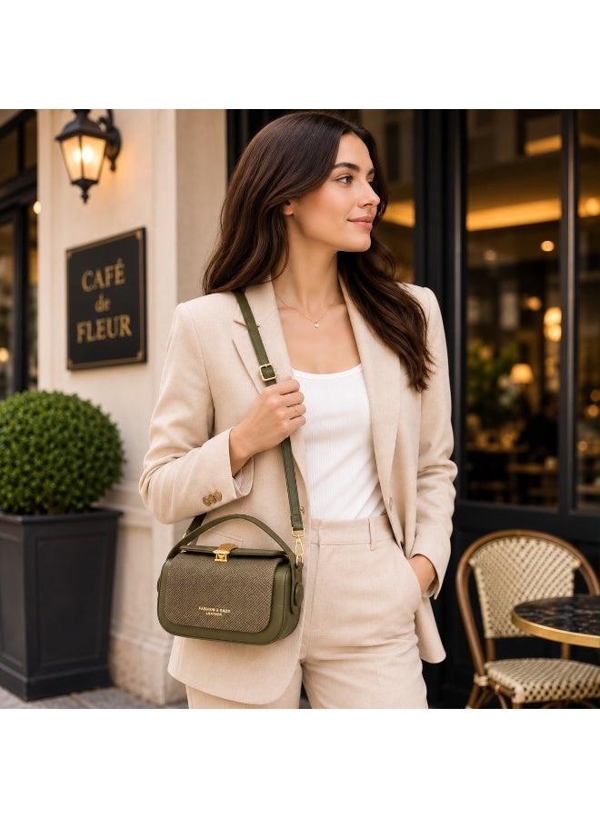 Havnor Women's PU Leather Crossbody Shoulder Bag with Gold Clasp, 3-Way Carry Handbag - Image 3