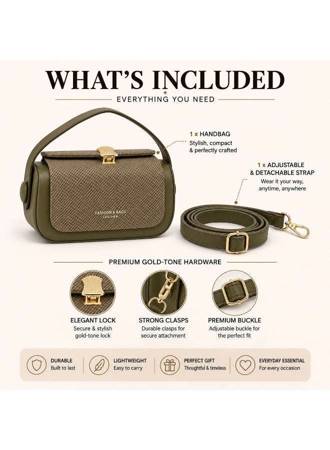 Havnor Women's PU Leather Crossbody Shoulder Bag with Gold Clasp, 3-Way Carry Handbag - Image 4