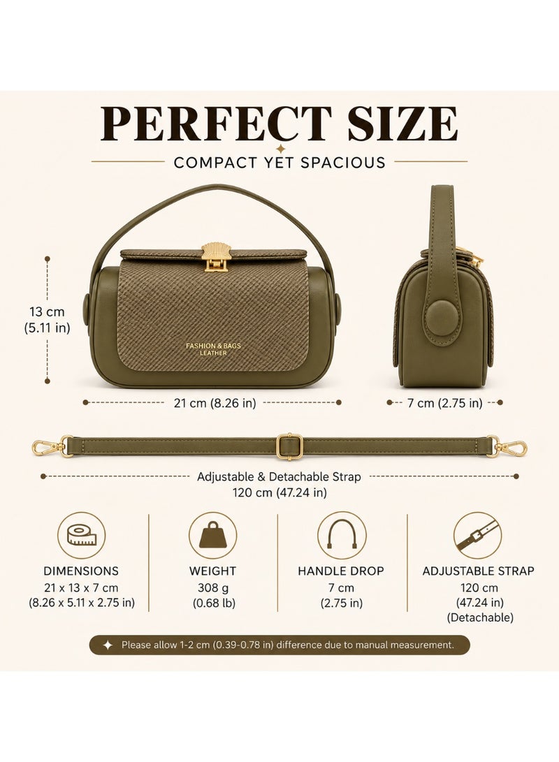 Havnor Women's PU Leather Crossbody Shoulder Bag with Gold Clasp, 3-Way Carry Handbag - Image 5