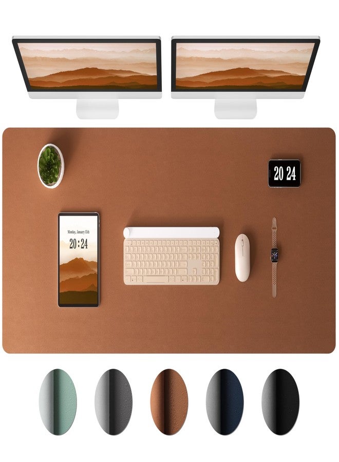 Aothia Leather Desk Pad Protector - Large Mouse Pad, Office Desk Mat, Non-Slip PU Leather Desk Blotter, Laptop Desk Pad, Waterproof Desk Writing Pad for Office and Home (Brown, 38" x 13.7") - Image 1