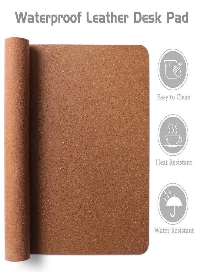 Aothia Leather Desk Pad Protector - Large Mouse Pad, Office Desk Mat, Non-Slip PU Leather Desk Blotter, Laptop Desk Pad, Waterproof Desk Writing Pad for Office and Home (Brown, 38" x 13.7") - Image 2