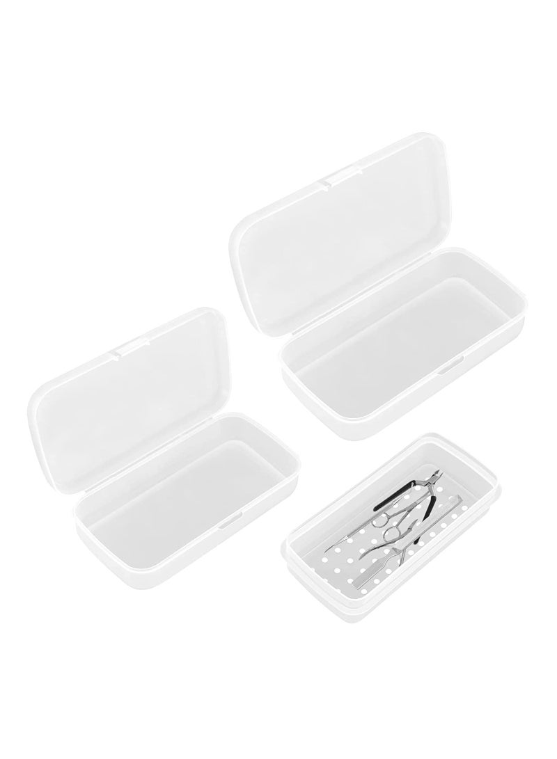 SYOSI Plastic Sterilizing Tray, Nail Tool Sterilizer Box, with Draining Basket, for Nail, Tweezers, Hair Salon, Spa and Cutter Manicure Equipment, White - Image 1