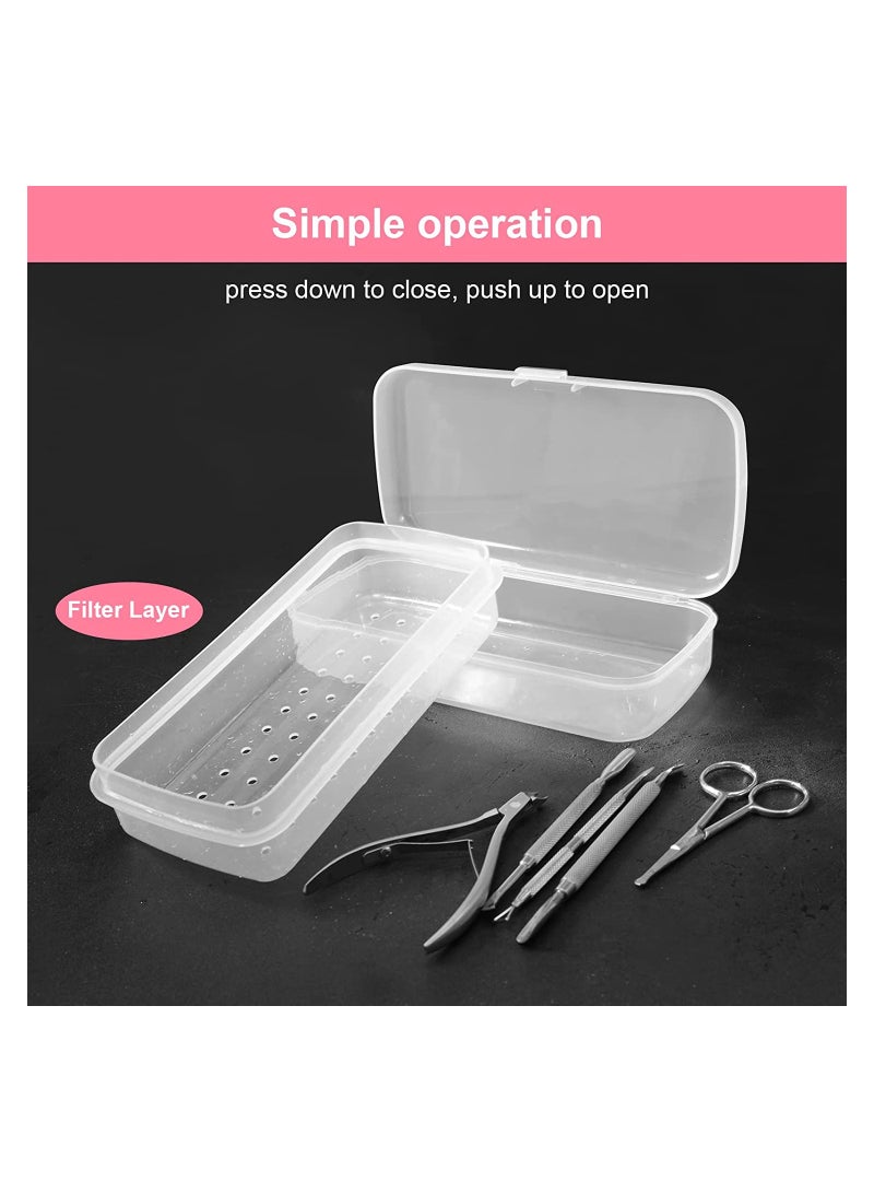 SYOSI Plastic Sterilizing Tray, Nail Tool Sterilizer Box, with Draining Basket, for Nail, Tweezers, Hair Salon, Spa and Cutter Manicure Equipment, White - Image 4
