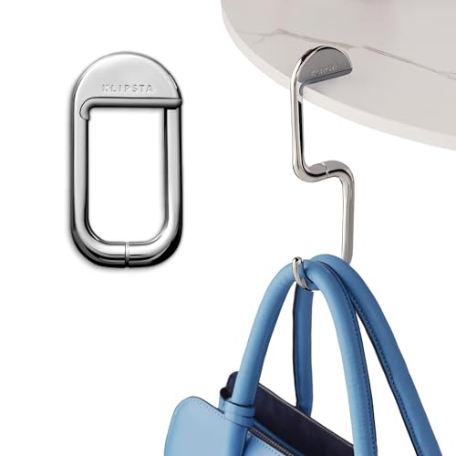 KLIPSTA FLIP Bag Hook - Newly Redesigned. Portable Purse Hanger for Table with Magnetic Closure - Now Holds up to 50 lbs (Silver) - Image 1