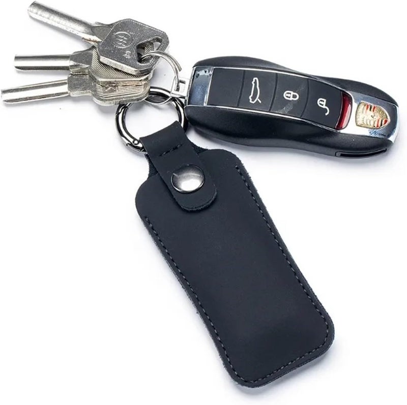 6pcs Leather USB Storage Protective Cover Keyring Flash Drive Anti-Loss Car Keychain Case for Shield Access Card Sleeve(Black) - Image 3