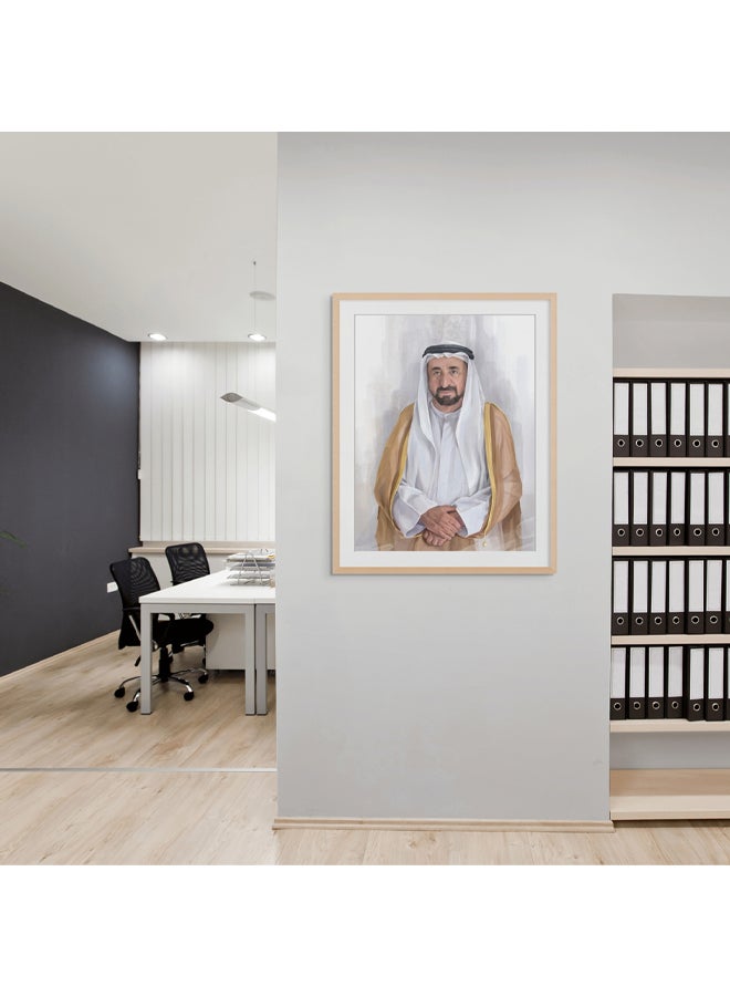 Art Decor Framed Fine Art of Sheikh Sultan Bin Muhammad Al-Qasimi Portrait UAE Wall Art with Matt Board Print Wall Decor for Home Living Room Office Gifting - Image 2