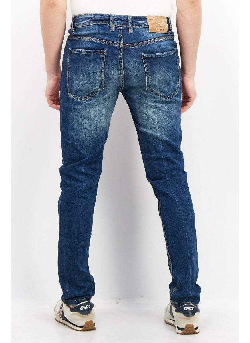 Sorbino Men Slim Fit Wash Stretchable Denim, Navy  - Image 2