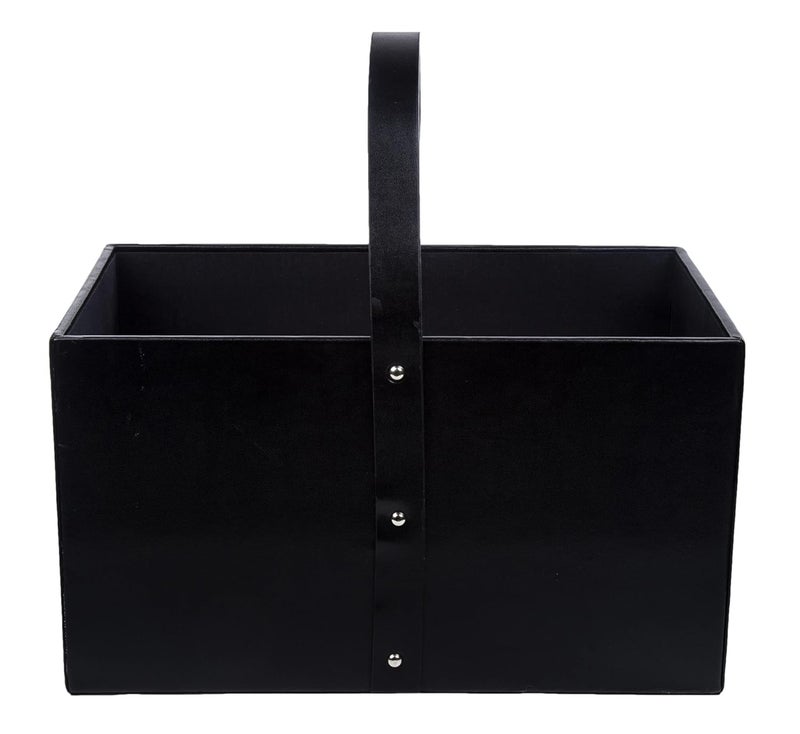 SYNYEY Thylable Premium Vegan leather Magazine Holder Storage Box For Office Personal Use Marino Black  - Image 1