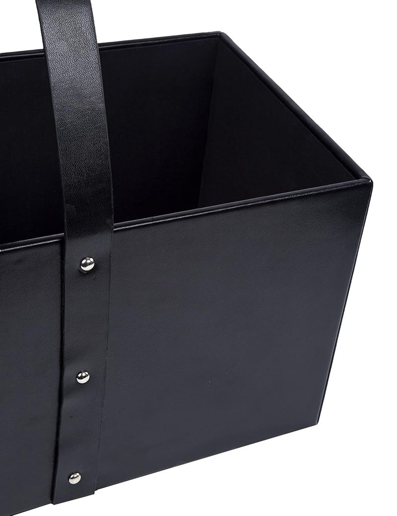 SYNYEY Thylable Premium Vegan leather Magazine Holder Storage Box For Office Personal Use Marino Black  - Image 2