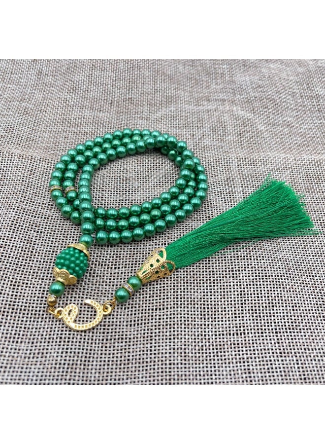 NIBEMINENT 99 Muslim Prayer Beads Green/6mm