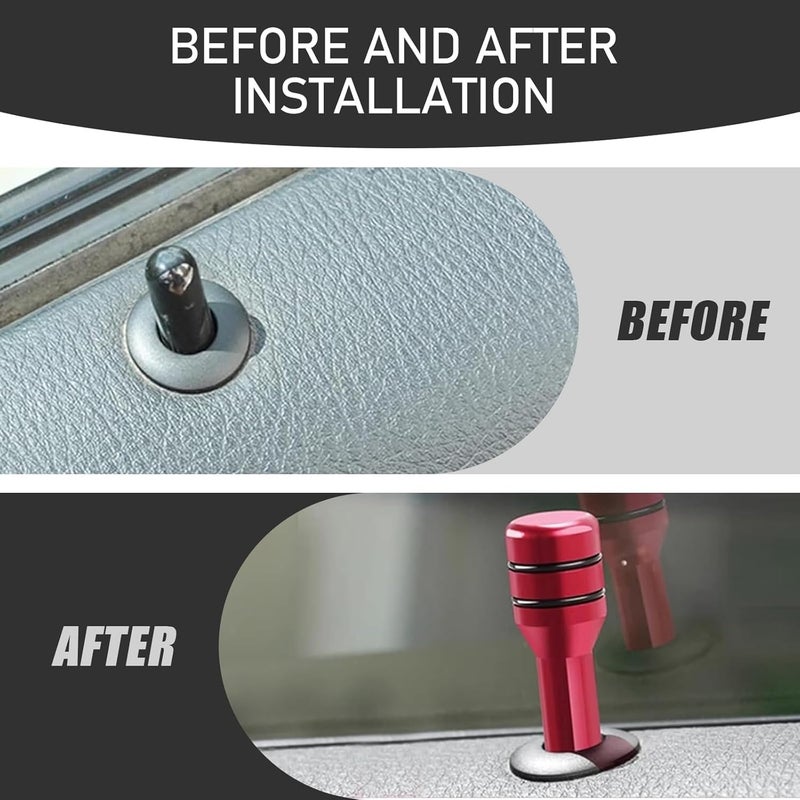 AutoBizarre Aluminum Alloy Coated Door Lock Knobs - Inner Pull Pins for Car Decoration - Universal for All Cars (Red) - Image 4