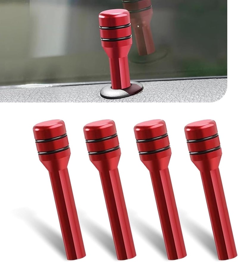AutoBizarre Aluminum Alloy Coated Door Lock Knobs - Inner Pull Pins for Car Decoration - Universal for All Cars (Red) - Image 1