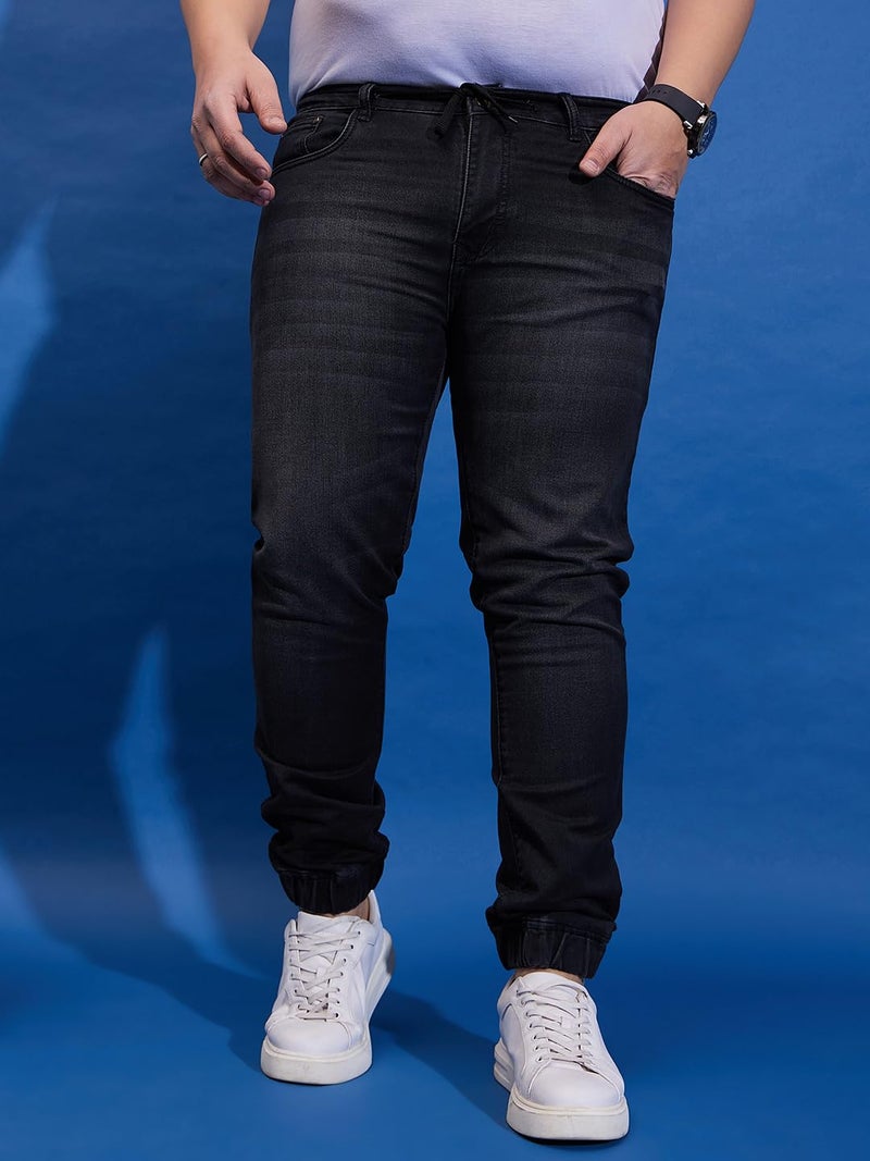 Bigbanana Plus Size Men's Regular Fit Washed Jeans (Monald,Black,5XL) - Image 2