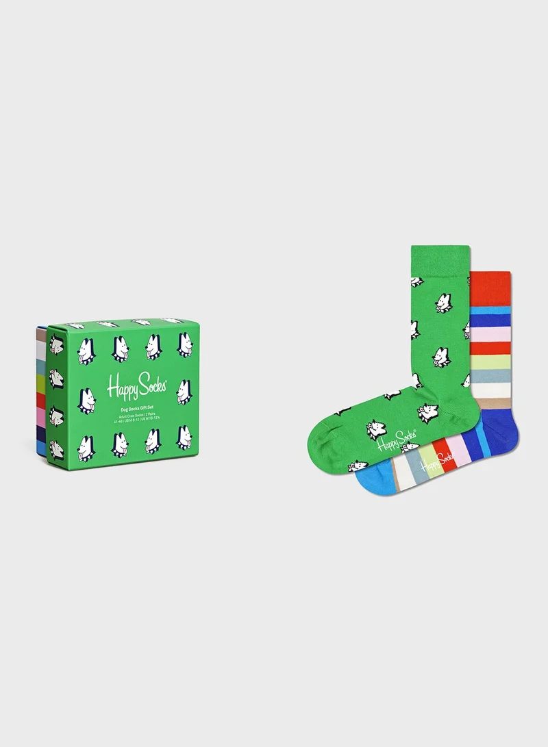Happy Socks 2-Pack Embroidered Crew Sock