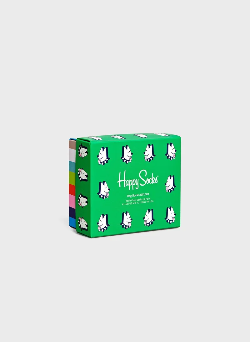Happy Socks 2-Pack Embroidered Crew Sock