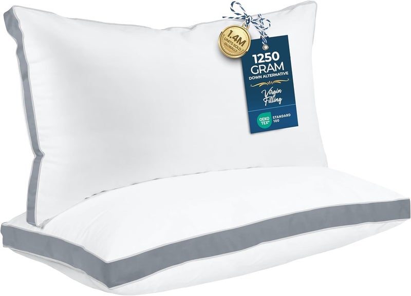 Utopia Bedding Bed Pillows for Sleeping King Size (Grey), Set of 2, Cooling Hotel Quality, Gusseted Pillow for Back, Stomach or Side Sleepers - Image 1