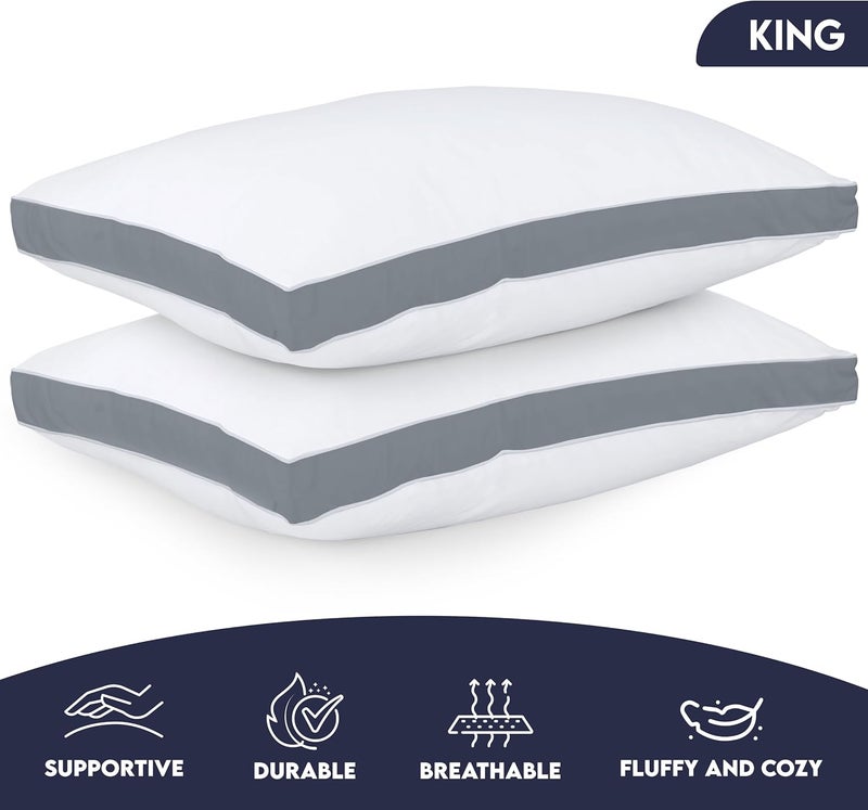 Utopia Bedding Bed Pillows for Sleeping King Size (Grey), Set of 2, Cooling Hotel Quality, Gusseted Pillow for Back, Stomach or Side Sleepers - Image 4