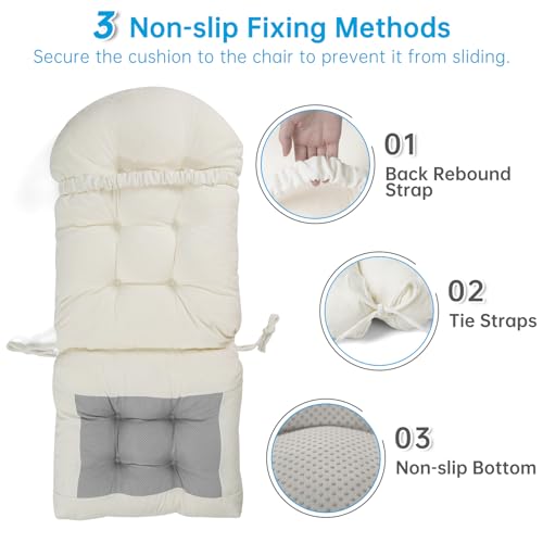 Ylymence Rocking Chair Cushions Set - Non-Slip Adirondack Chair Cushions with Ties Indoor/Outdoor Rocking Chair Pad for Living Room, Bedroom, Balcony, Office - Image 3