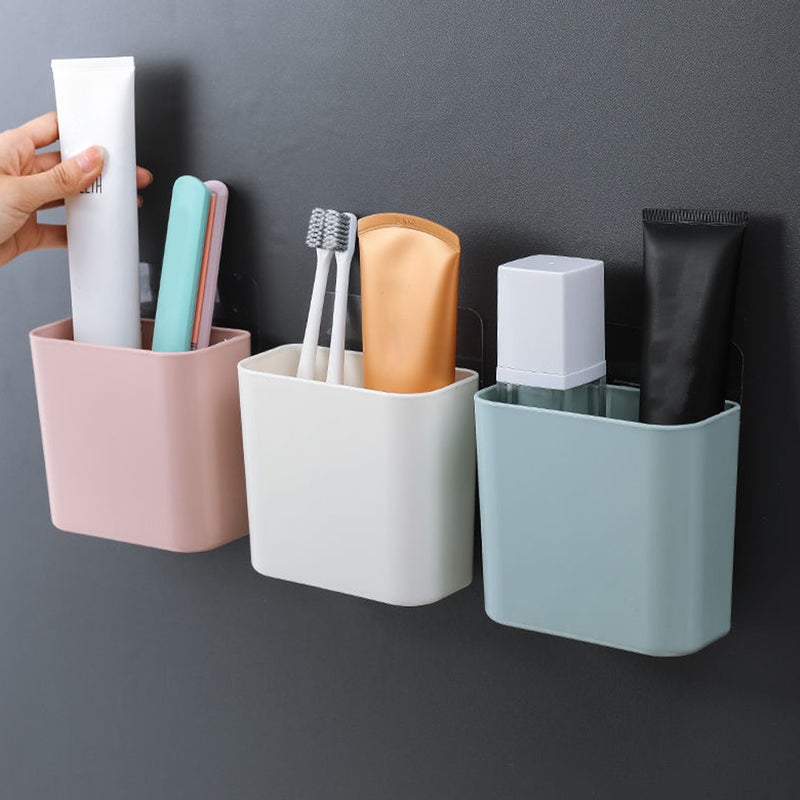 Wall Hang Bathroom Storage Box, No Drill Required, Perfect for Toothpaste and Toothbrushes - Image 4