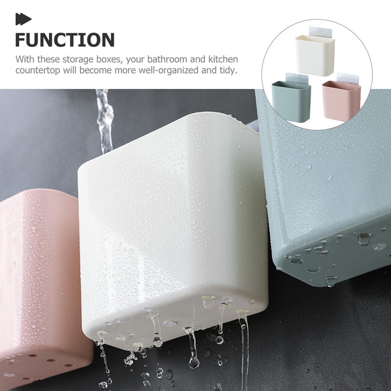 Wall Hang Bathroom Storage Box, No Drill Required, Perfect for Toothpaste and Toothbrushes - Image 3