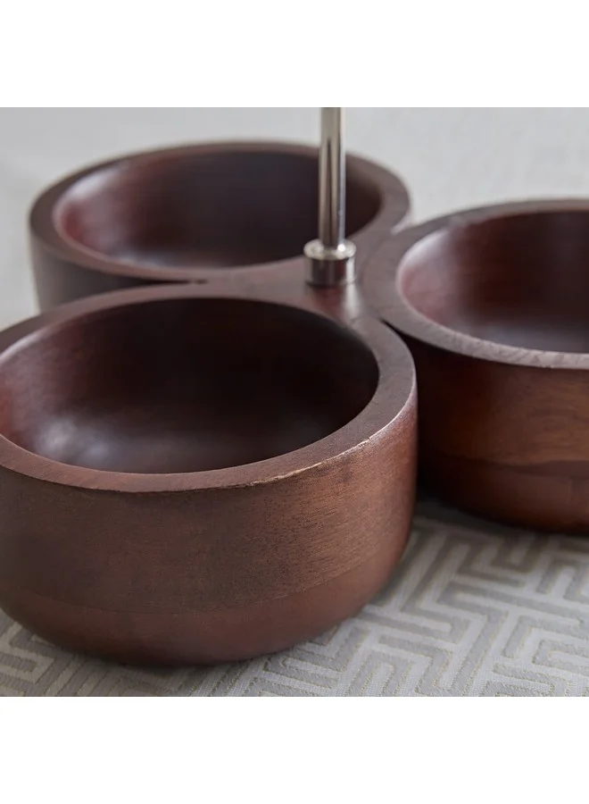 هوم بوكس Obje Wooden 3-Nut Dish with Wheel Stem 28 x 24 x 28 cm
