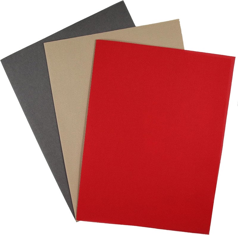 KCS 3 pc of 12" x 18"(30cmx45cm) 18CT Counted Cotton Aida Cloth Cross Stitch Fabric (Red+Khaki+Dark Grey) - Image 1