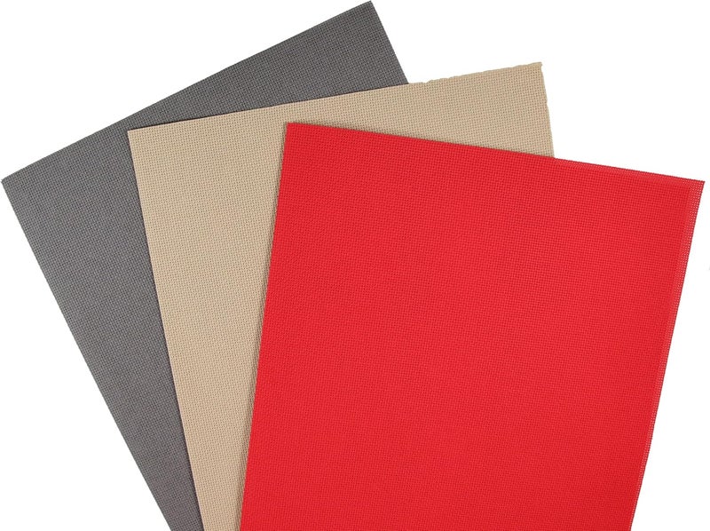 KCS 3 pc of 12" x 18"(30cmx45cm) 18CT Counted Cotton Aida Cloth Cross Stitch Fabric (Red+Khaki+Dark Grey) - Image 2